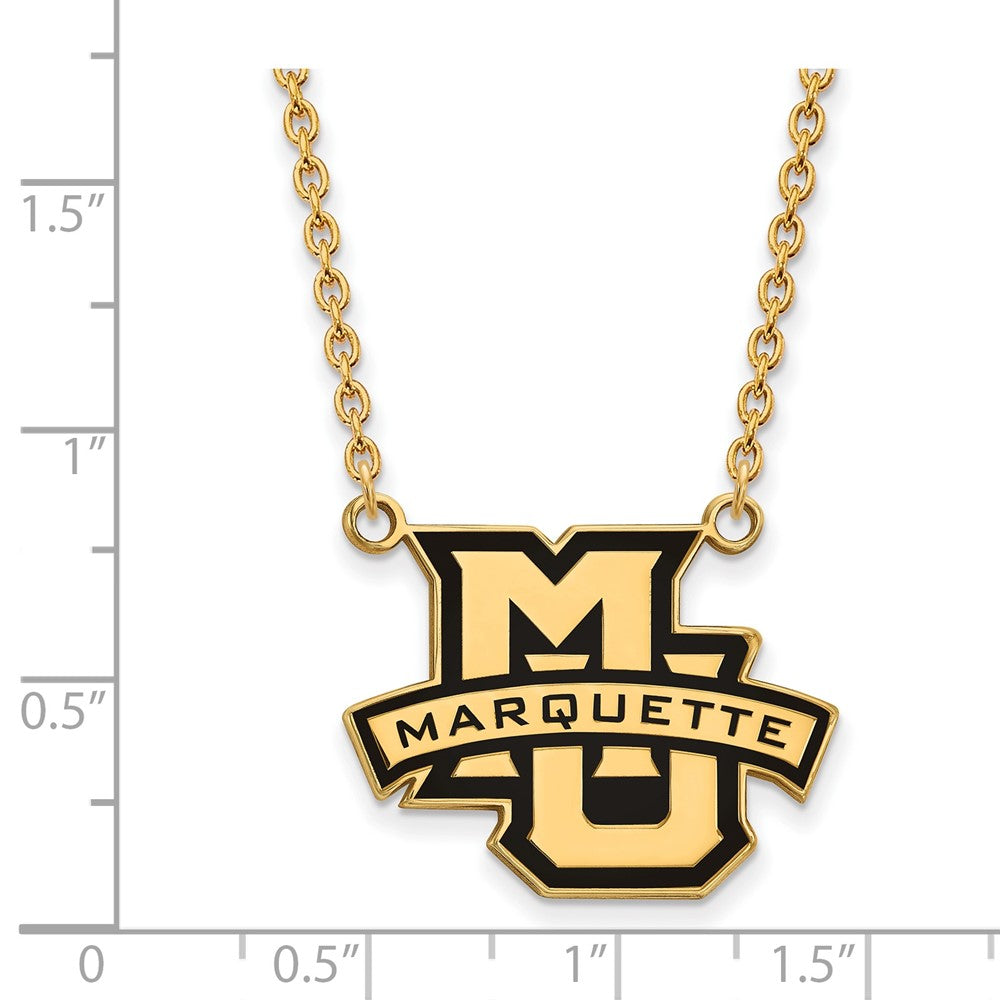 Vergoldet Sterlingsilber Logoart Marquette University Groß Emailliert Anhänger 18 Zoll Halskette