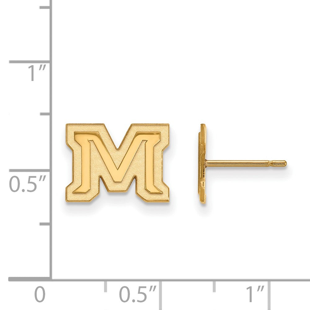 10K Gelbgold Logoart Montana State University Buchstabe M Extra Klein Ohrstecker