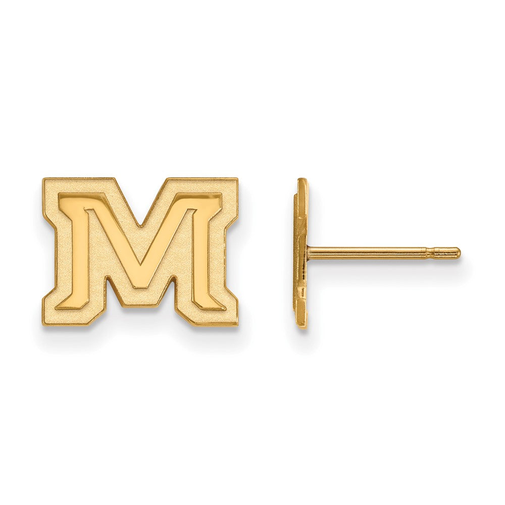 10K Gelbgold Logoart Montana State University Buchstabe M Extra Klein Ohrstecker