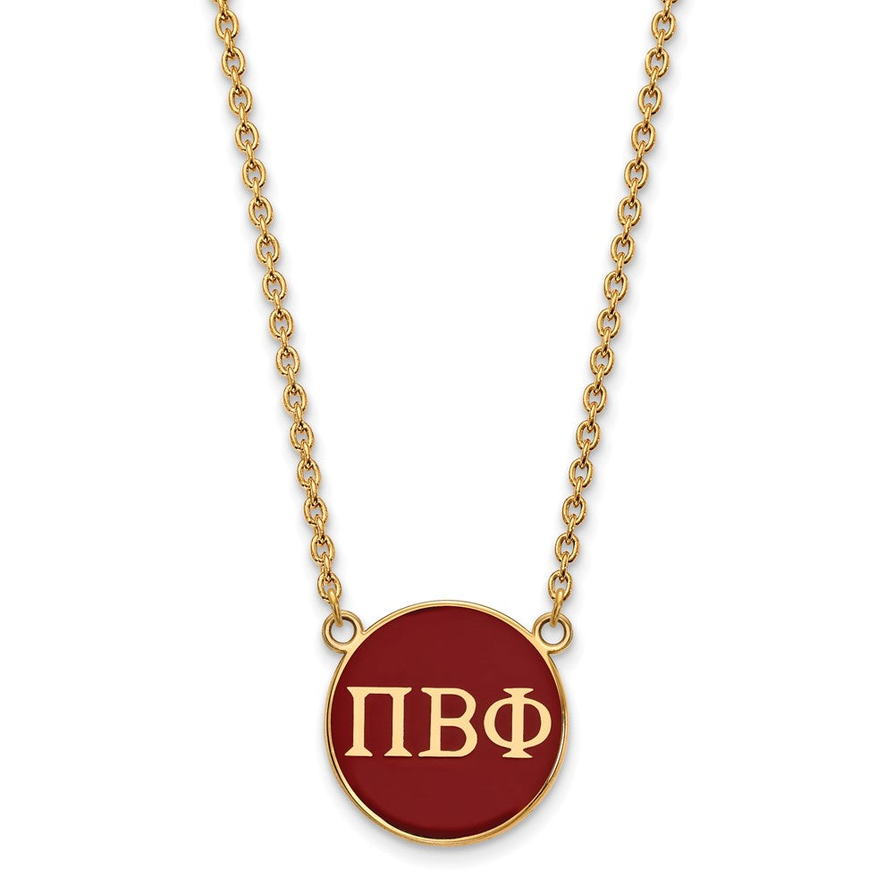Vergoldet Sterlingsilber Logoart Pi Beta Phi Sorority Greek Buchstaben Groß Farbe Emaille Anhänger 18 Zoll Halskette