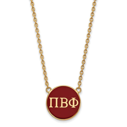 Vergoldet Sterlingsilber Logoart Pi Beta Phi Sorority Greek Buchstaben Groß Farbe Emaille Anhänger 18 Zoll Halskette