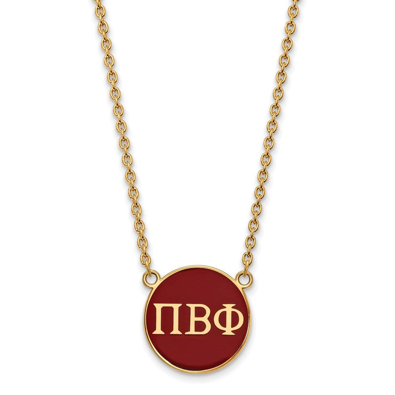 Vergoldet Sterlingsilber Logoart Pi Beta Phi Sorority Greek Buchstaben Groß Farbe Emaille Anhänger 18 Zoll Halskette