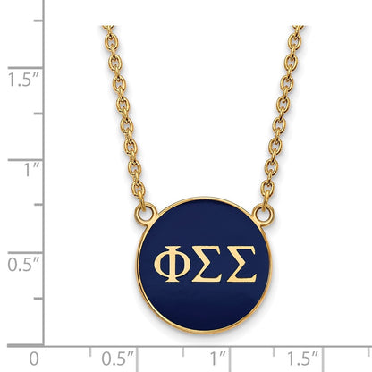Vergoldet Sterlingsilber Logoart Phi Sigma Sorority Greek Buchstaben Groß Farbe Emaille Anhänger 18 Zoll Halskette