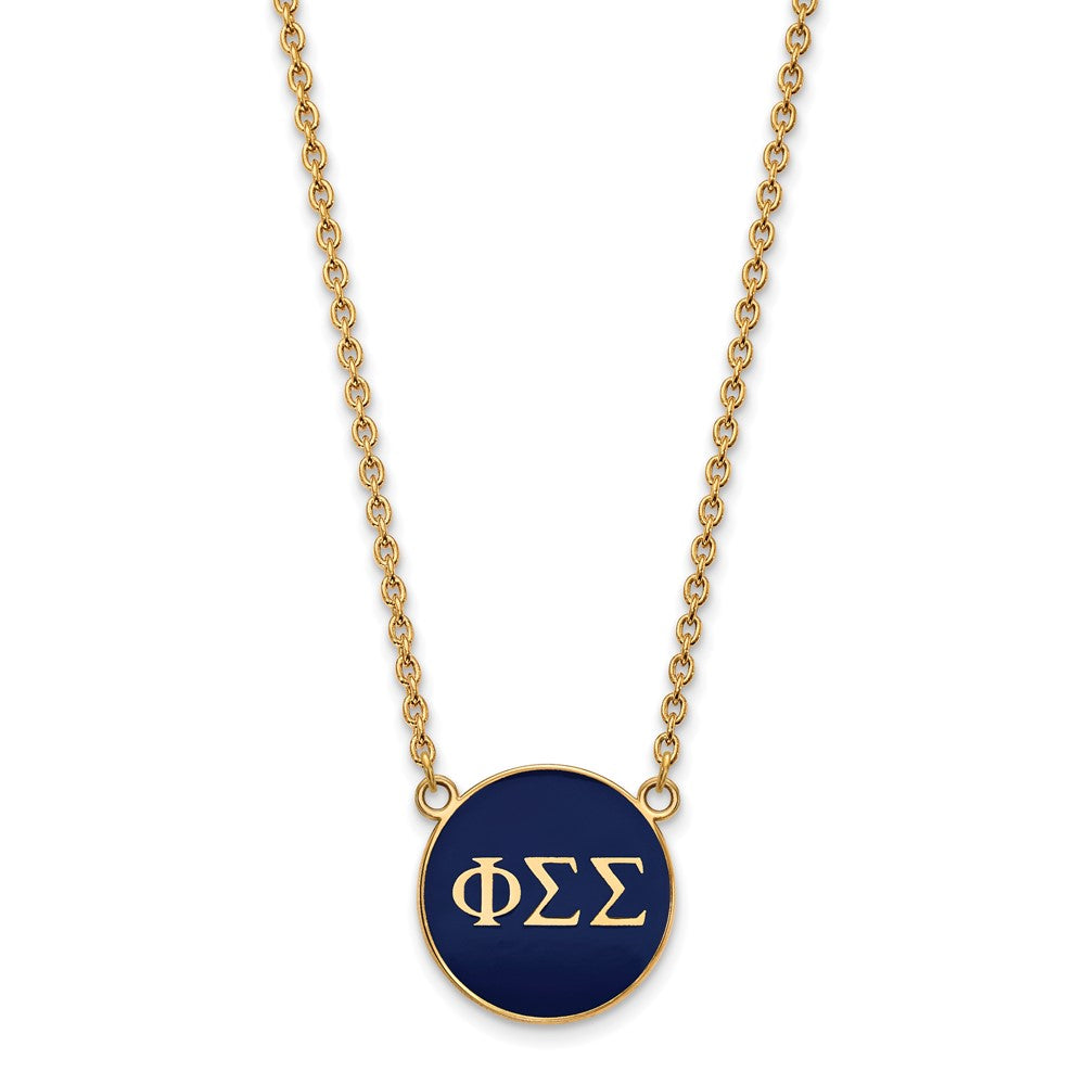 Vergoldet Sterlingsilber Logoart Phi Sigma Sorority Greek Buchstaben Groß Farbe Emaille Anhänger 18 Zoll Halskette