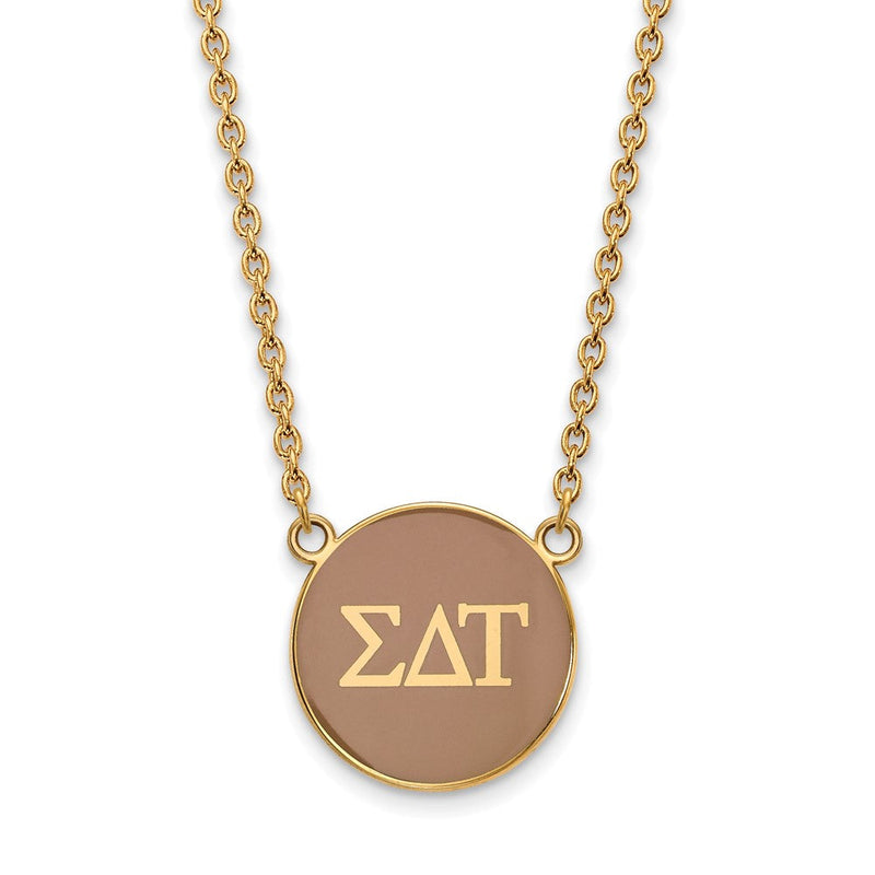 Vergoldet Sterlingsilber Logoart Sigma Delta Tau Sorority Greek Buchstaben Groß Farbe Emaille Anhänger 18 Zoll Halskette