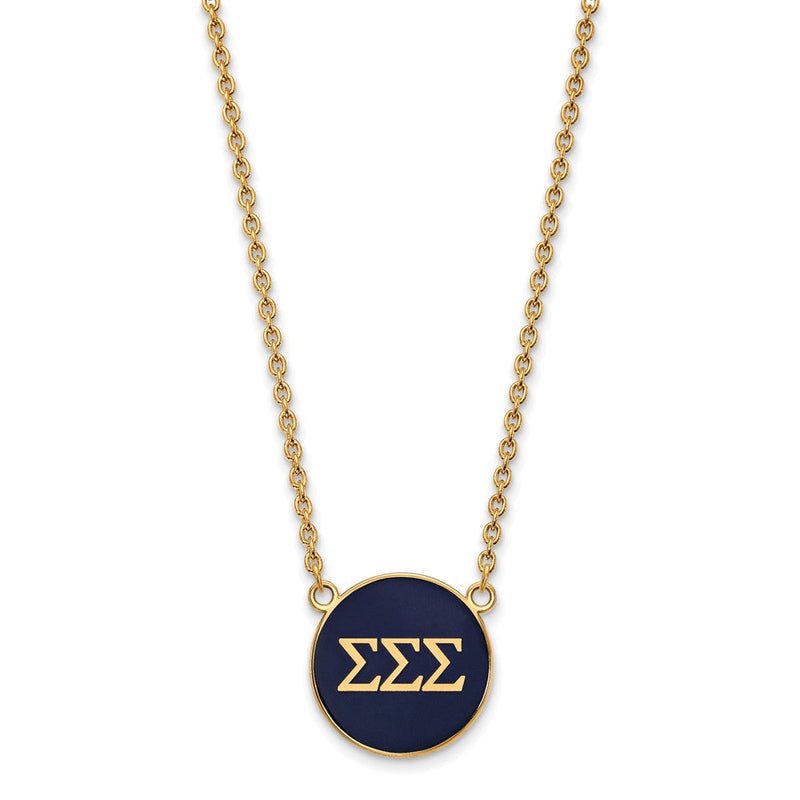 Vergoldet Sterlingsilber Logoart Sigma Sorority Greek Buchstaben Groß Farbe Emaille Anhänger 18 Zoll Halskette