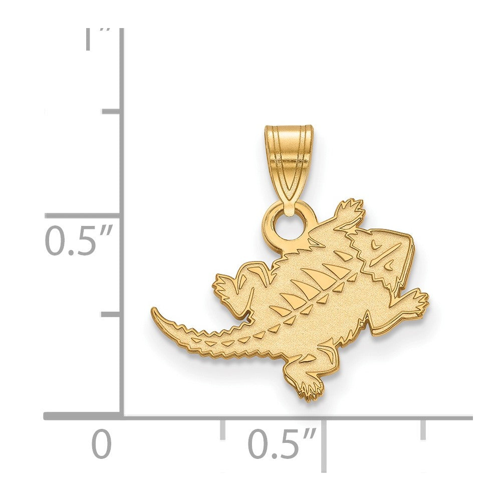 Vergoldet Sterlingsilber Logoart Texas Christlich University Gehörnt Frosch Klein Anhänger