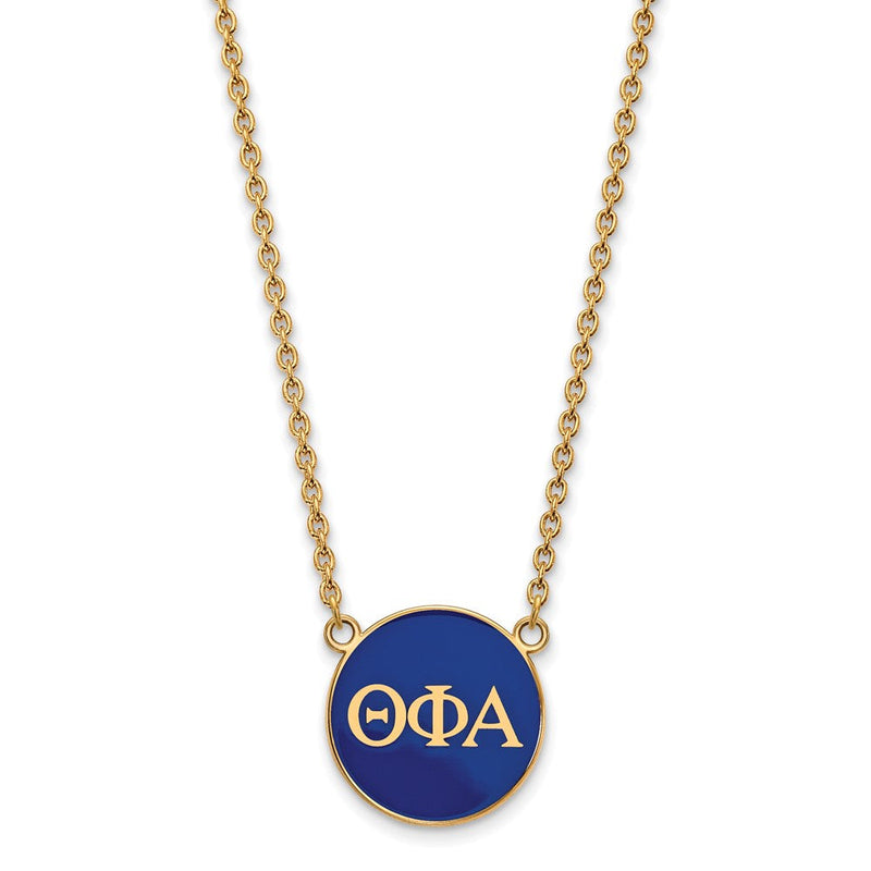 Vergoldet Sterlingsilber Logoart Theta Phi Alpha Sorority Greek Buchstaben Groß Farbe Emaille Anhänger 18 Zoll Halskette