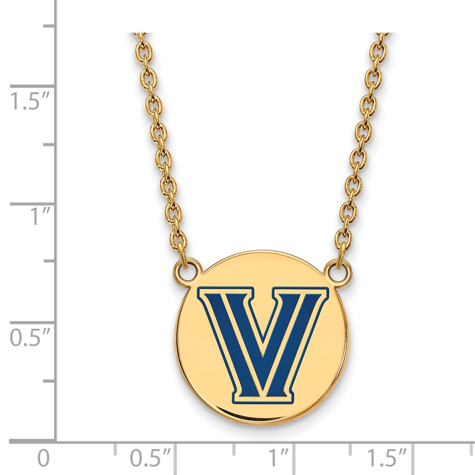 Vergoldet Sterlingsilber Logoart Villanova University Buchstabe V Groß Emailliert Plättchen Anhänger 18 Zoll Halskette