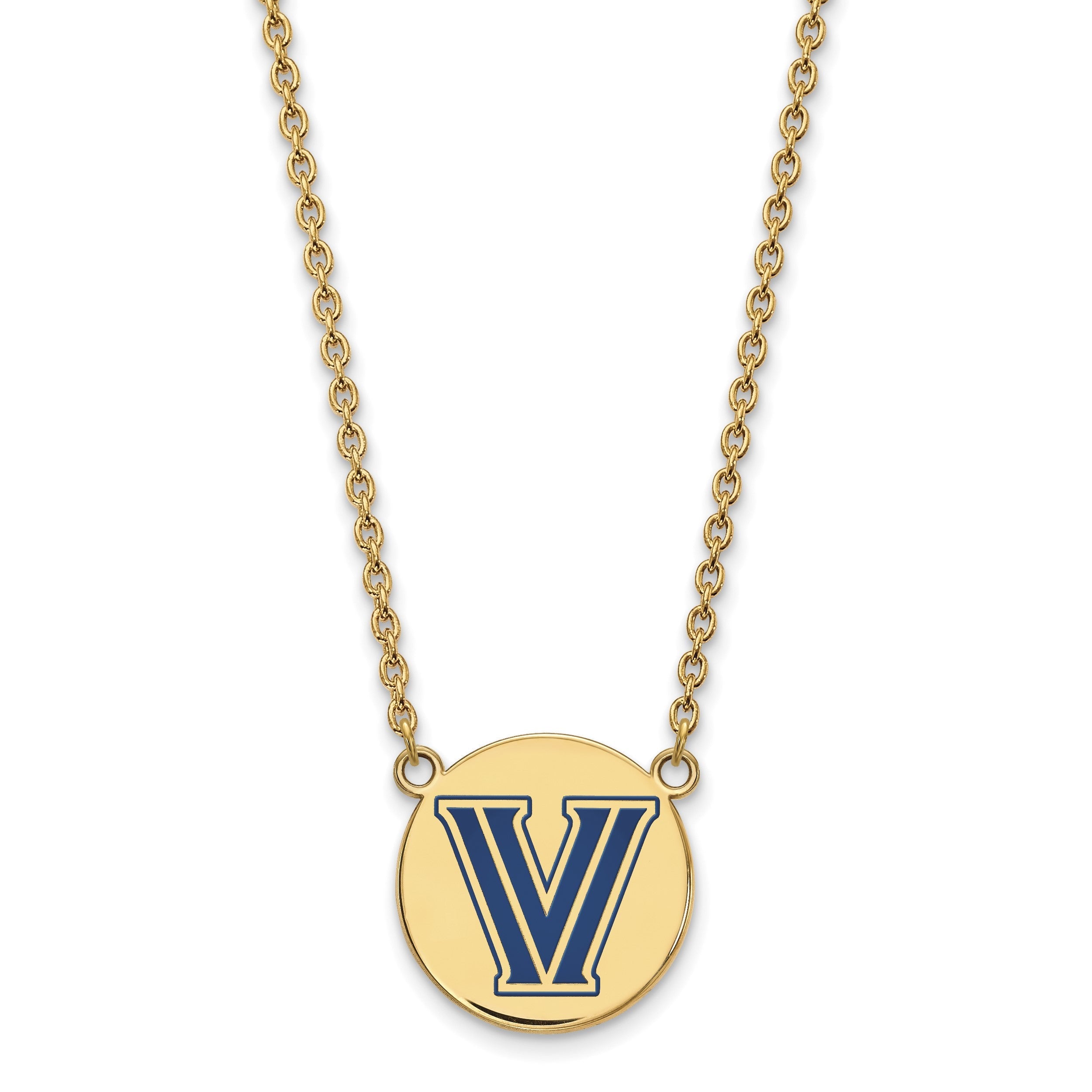 Vergoldet Sterlingsilber Logoart Villanova University Buchstabe V Groß Emailliert Plättchen Anhänger 18 Zoll Halskette