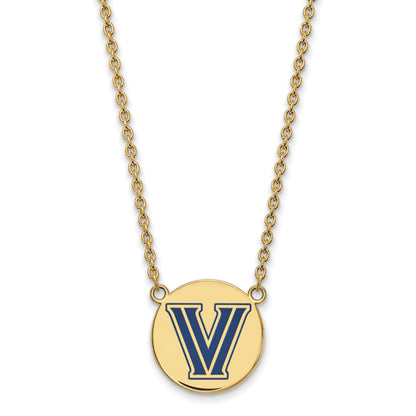 Vergoldet Sterlingsilber Logoart Villanova University Buchstabe V Groß Emailliert Plättchen Anhänger 18 Zoll Halskette