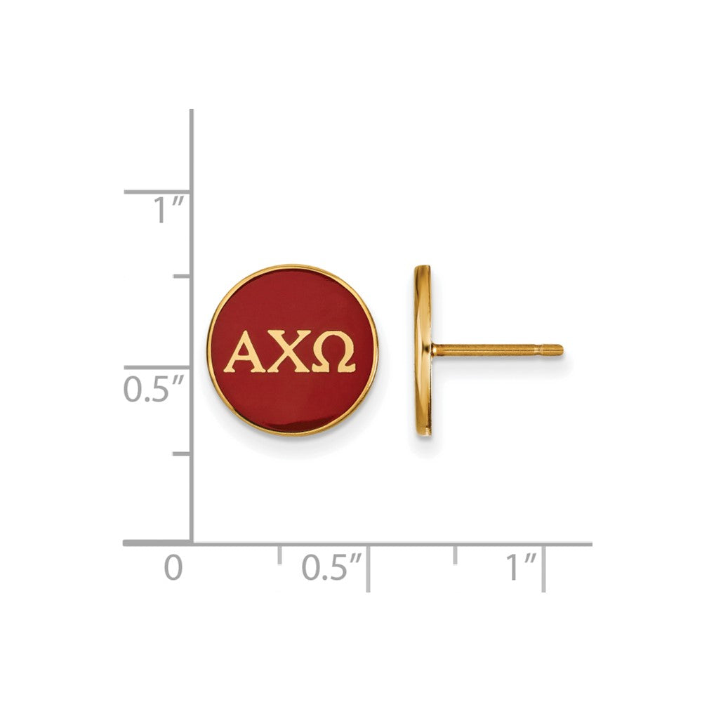 Vergoldet Sterlingsilber Logoart Alpha Chi Omega Sorority Greek Buchstaben Farbe Emaille Ohrstecker