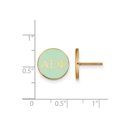 Vergoldet Sterlingsilber Logoart Alpha Epsilon Phi Sorority Greek Buchstaben Farbe Emaille Ohrstecker
