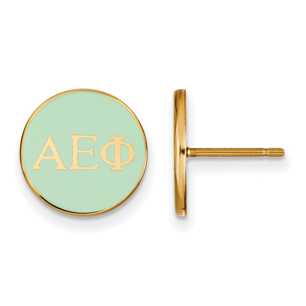 Vergoldet Sterlingsilber Logoart Alpha Epsilon Phi Sorority Greek Buchstaben Farbe Emaille Ohrstecker