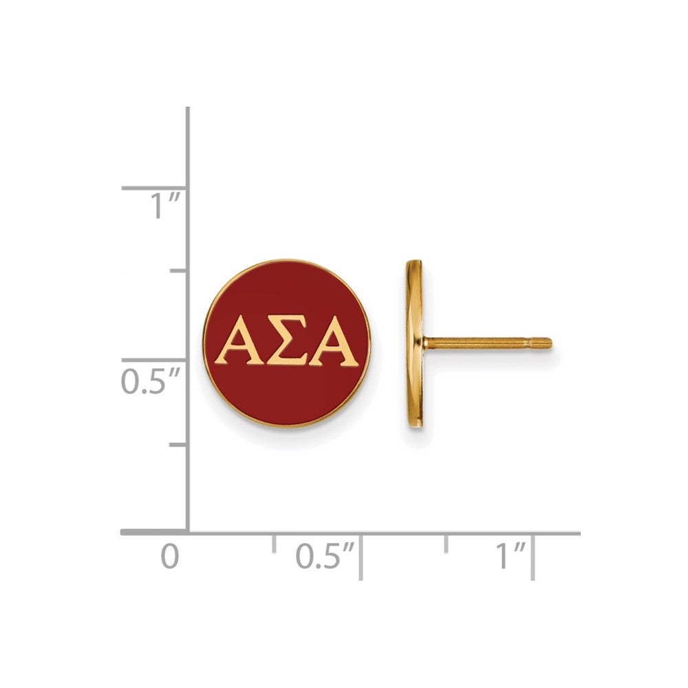 Vergoldet Sterlingsilber Logoart Alpha Sigma Sorority Greek Buchstaben Farbe Emaille Ohrstecker