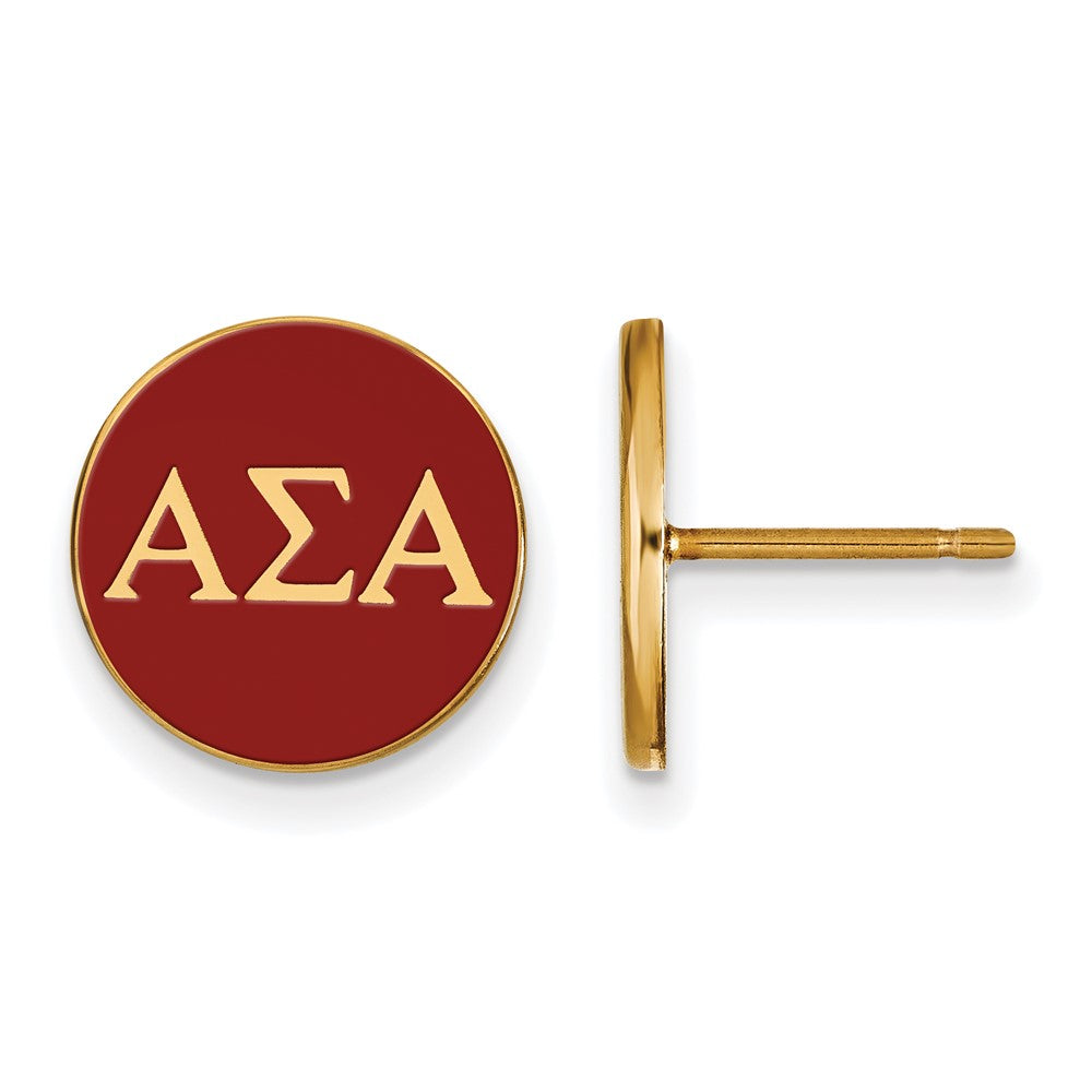 Vergoldet Sterlingsilber Logoart Alpha Sigma Sorority Greek Buchstaben Farbe Emaille Ohrstecker