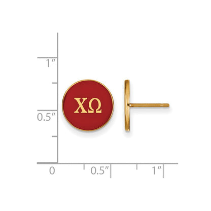 Vergoldet Sterlingsilber Logoart Chi Omega Sorority Greek Buchstaben Farbe Emaille Ohrstecker