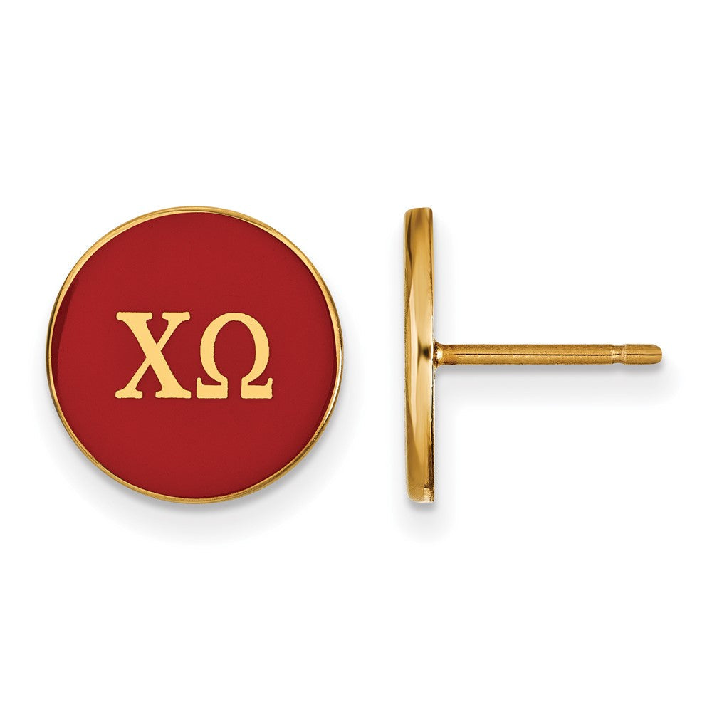 Vergoldet Sterlingsilber Logoart Chi Omega Sorority Greek Buchstaben Farbe Emaille Ohrstecker