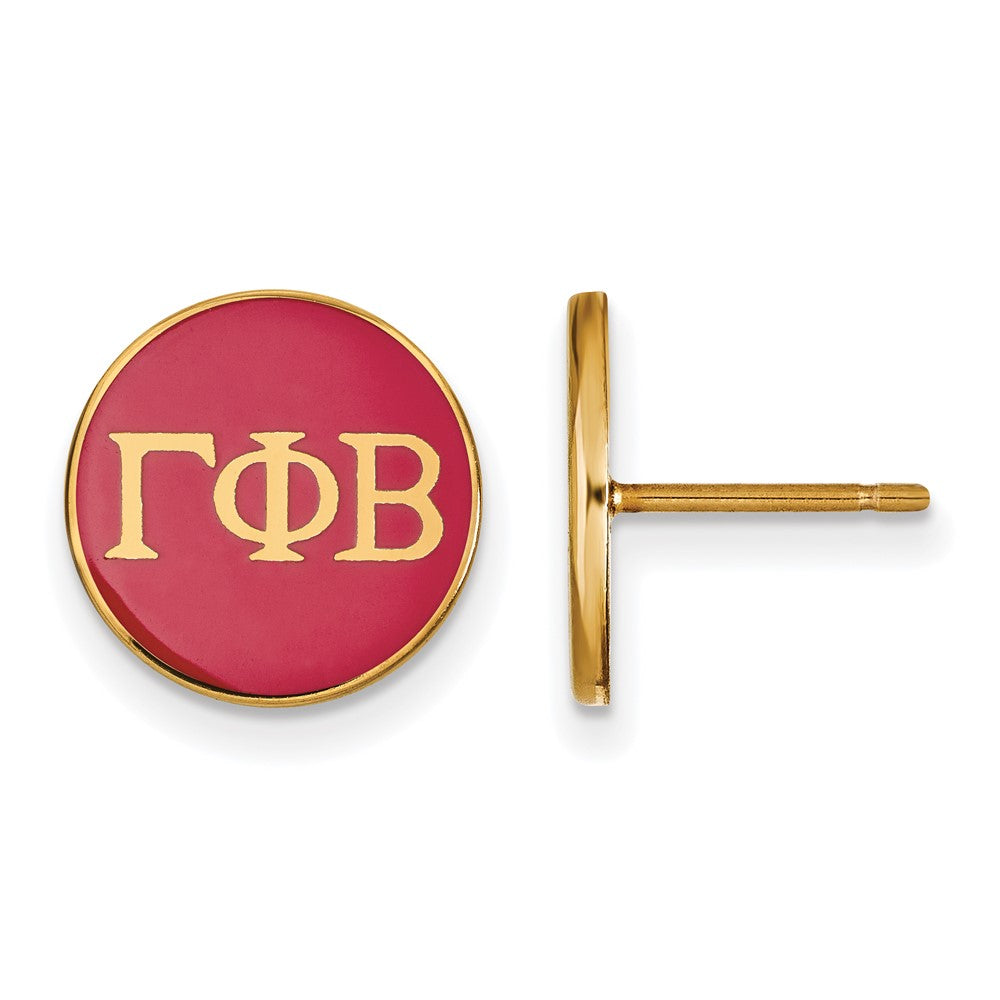 Vergoldet Sterlingsilber Logoart Gamma Phi Beta Sorority Greek Buchstaben Farbe Emaille Ohrstecker