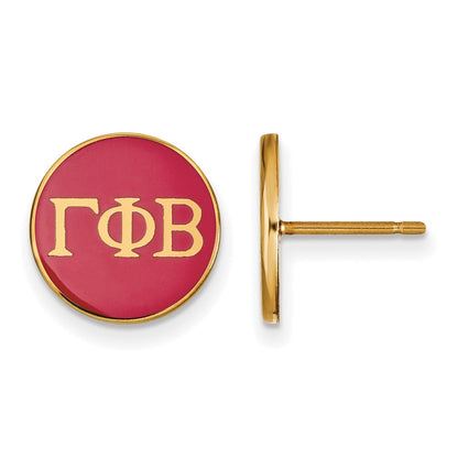 Vergoldet Sterlingsilber Logoart Gamma Phi Beta Sorority Greek Buchstaben Farbe Emaille Ohrstecker