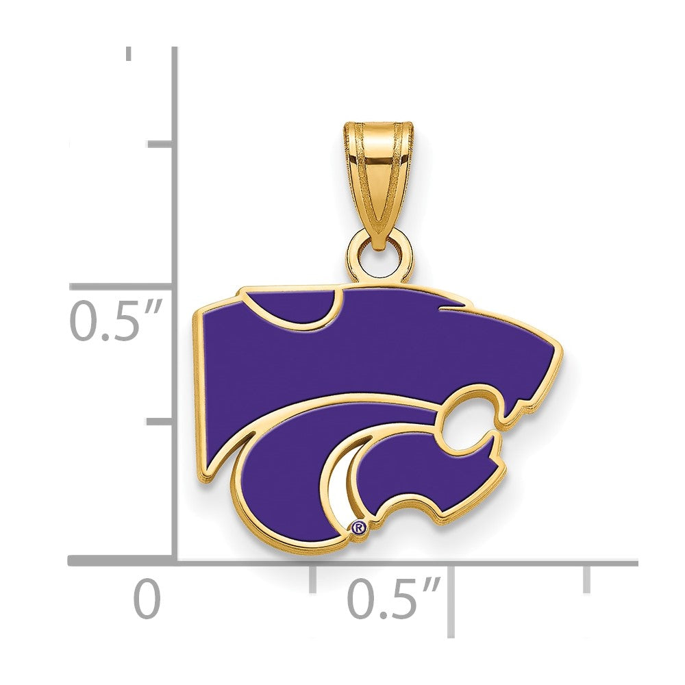 Vergoldet Sterlingsilber Logoart Kansas State University Wildkatze Klein Emailliert Anhänger