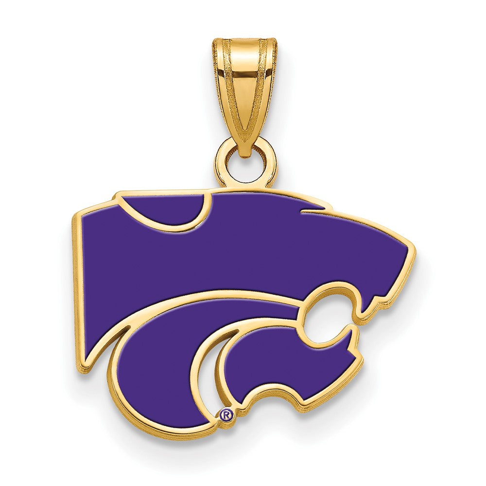 Vergoldet Sterlingsilber Logoart Kansas State University Wildkatze Klein Emailliert Anhänger