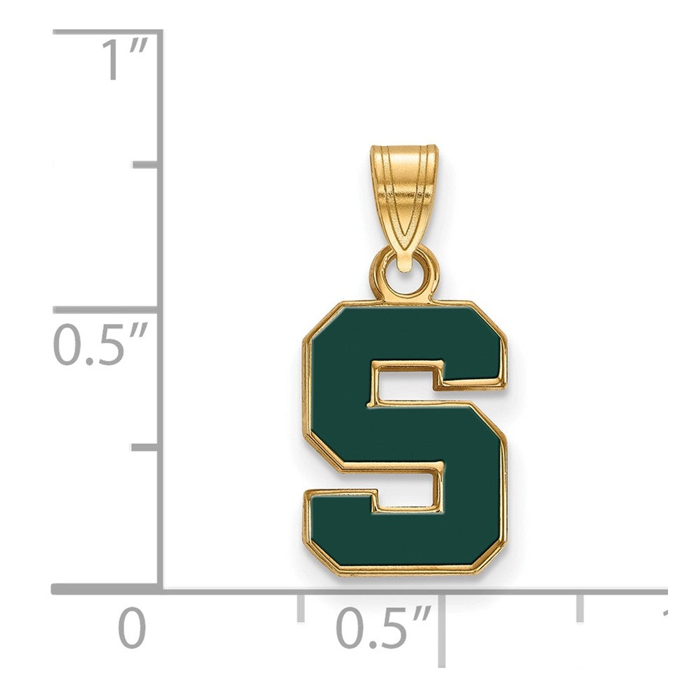 Vergoldet Sterlingsilber Logoart Michigan State University Buchstabe S Klein Emailliert Anhänger