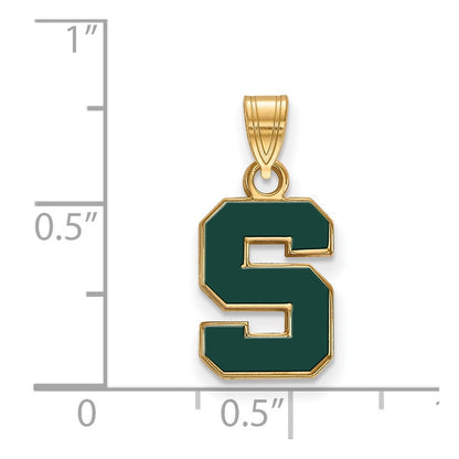 Vergoldet Sterlingsilber Logoart Michigan State University Buchstabe S Klein Emailliert Anhänger