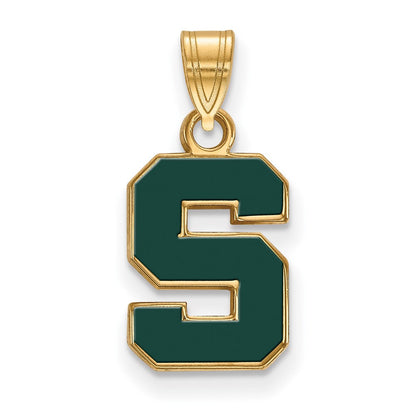 Vergoldet Sterlingsilber Logoart Michigan State University Buchstabe S Klein Emailliert Anhänger