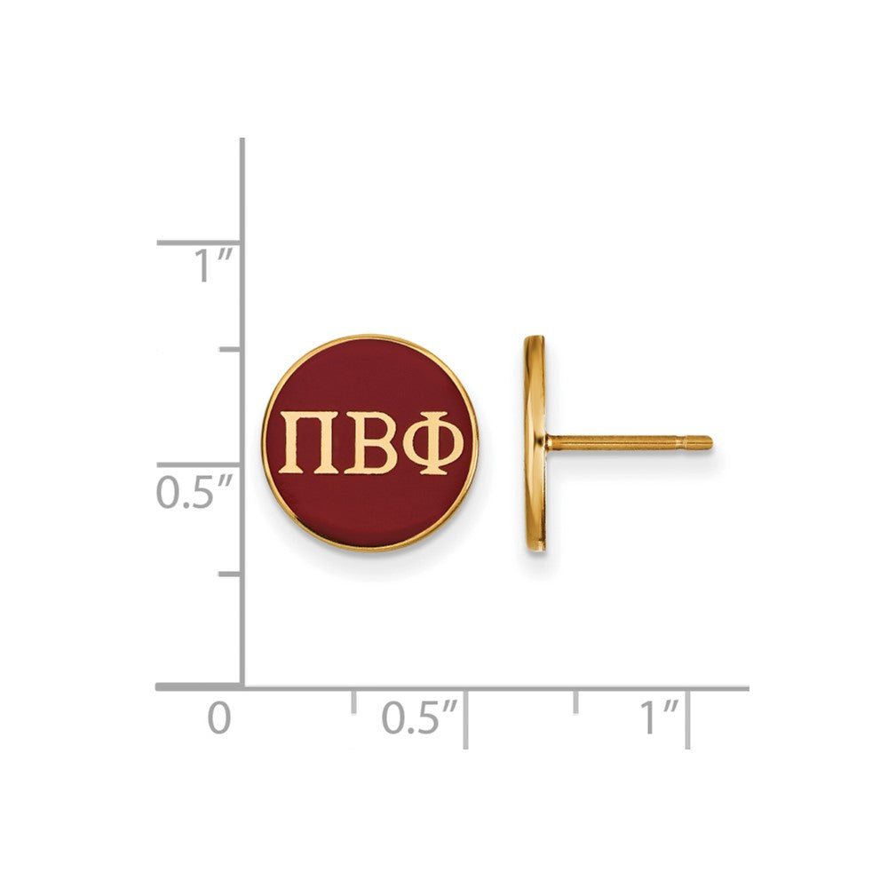 Vergoldet Sterlingsilber Logoart Pi Beta Phi Sorority Greek Buchstaben Farbe Emaille Ohrstecker