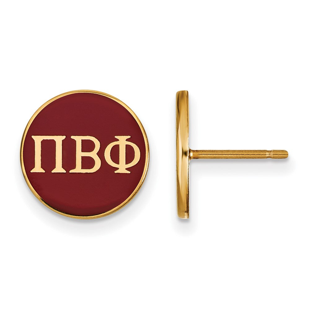 Vergoldet Sterlingsilber Logoart Pi Beta Phi Sorority Greek Buchstaben Farbe Emaille Ohrstecker