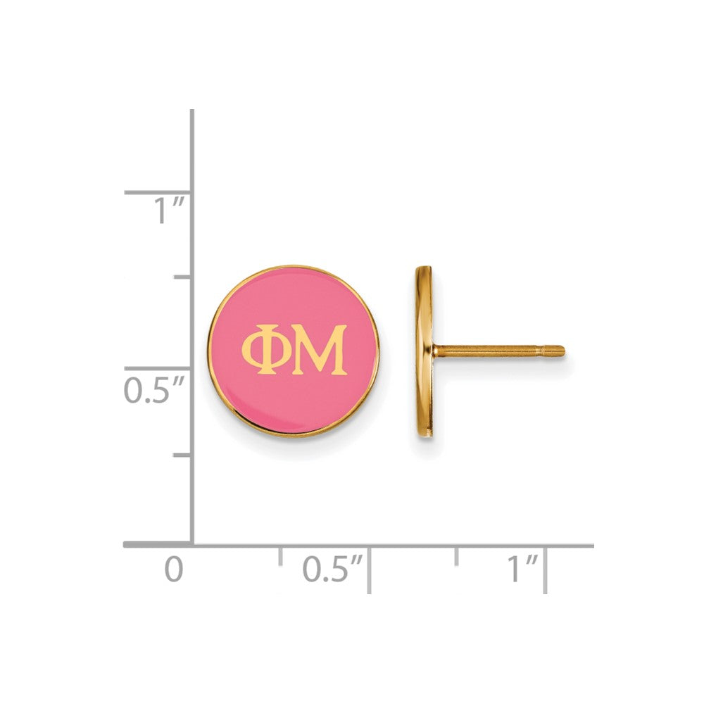 Vergoldet Sterlingsilber Logoart Phi Mu Sorority Greek Buchstaben Farbe Emaille Ohrstecker