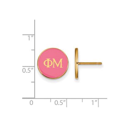 Vergoldet Sterlingsilber Logoart Phi Mu Sorority Greek Buchstaben Farbe Emaille Ohrstecker