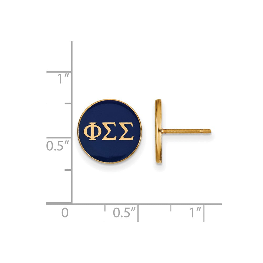 Vergoldet Sterlingsilber Logoart Phi Sigma Sorority Greek Buchstaben Farbe Emaille Ohrstecker