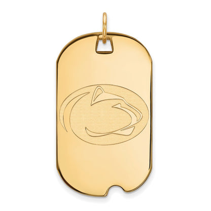 Vergoldet Sterlingsilber Logoart Penn State University Löwe Groß Erkennungsmarke Anhänger