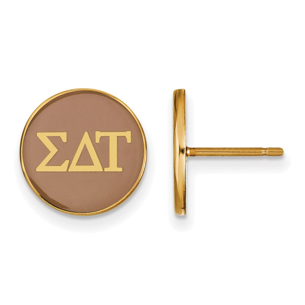 Vergoldet Sterlingsilber Logoart Sigma Delta Tau Sorority Greek Buchstaben Farbe Emaille Ohrstecker