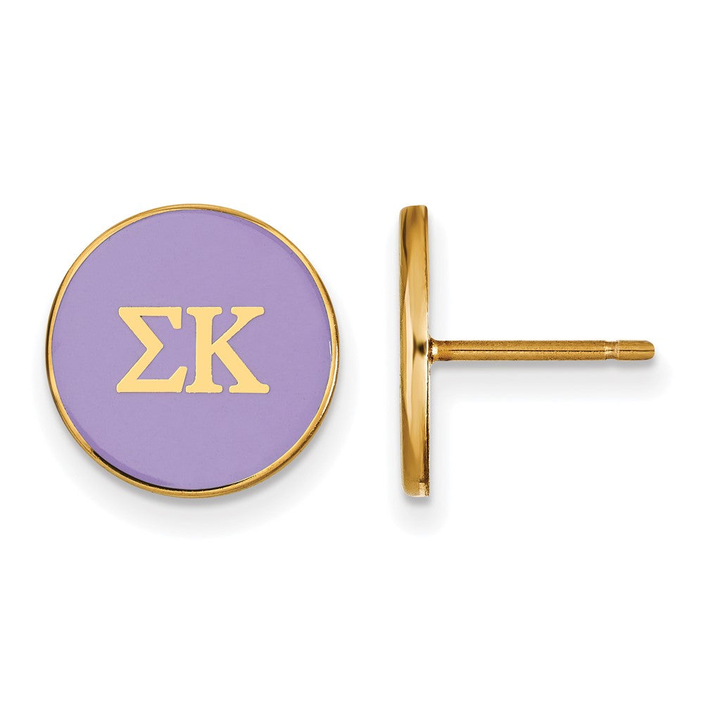 Vergoldet Sterlingsilber Logoart Sigma Kappa Sorority Greek Buchstaben Farbe Emaille Ohrstecker