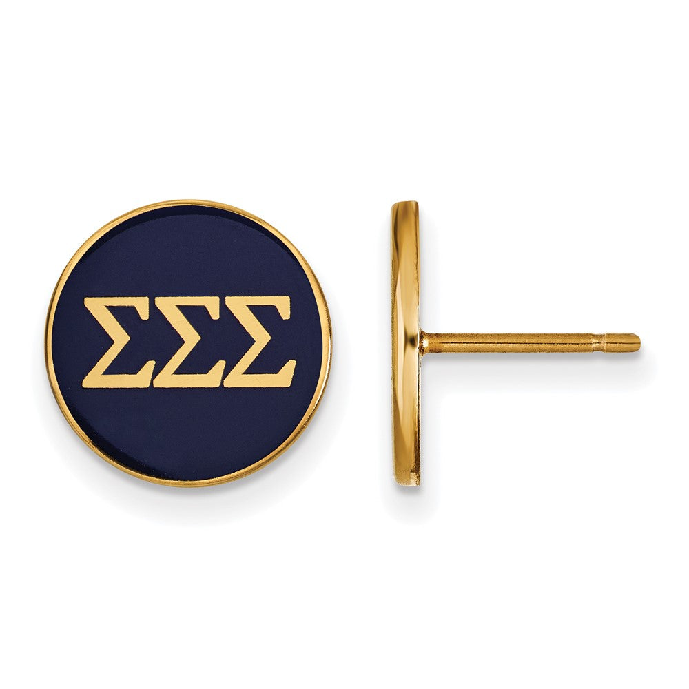 Vergoldet Sterlingsilber Logoart Sigma Sorority Greek Buchstaben Farbe Emaille Ohrstecker