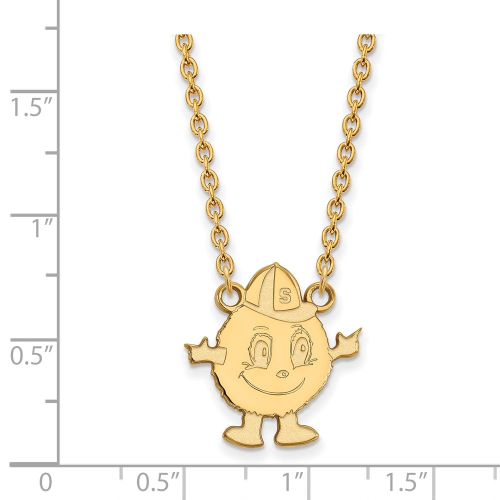 Vergoldet Sterlingsilber Logoart Syracuse University Mascot Groß Anhänger 18 Zoll Halskette