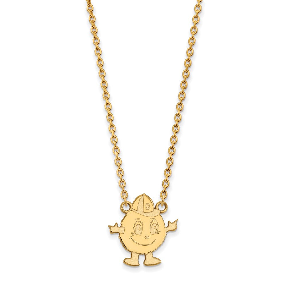 Vergoldet Sterlingsilber Logoart Syracuse University Mascot Groß Anhänger 18 Zoll Halskette