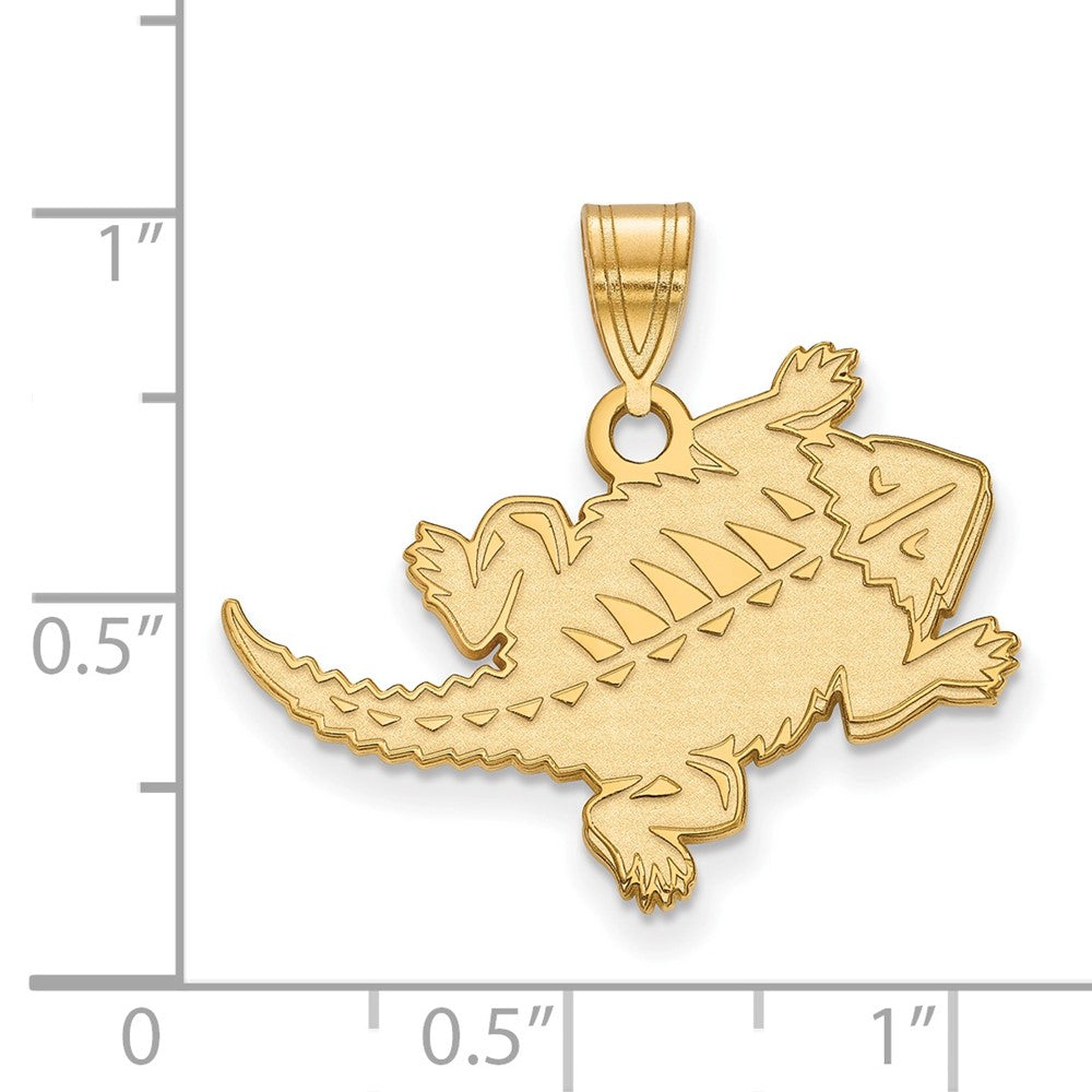 Vergoldet Sterlingsilber Logoart Texas Christlich University Gehörnt Frosch Groß Anhänger