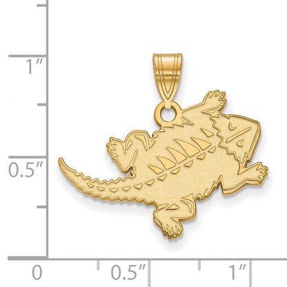 Vergoldet Sterlingsilber Logoart Texas Christlich University Gehörnt Frosch Groß Anhänger