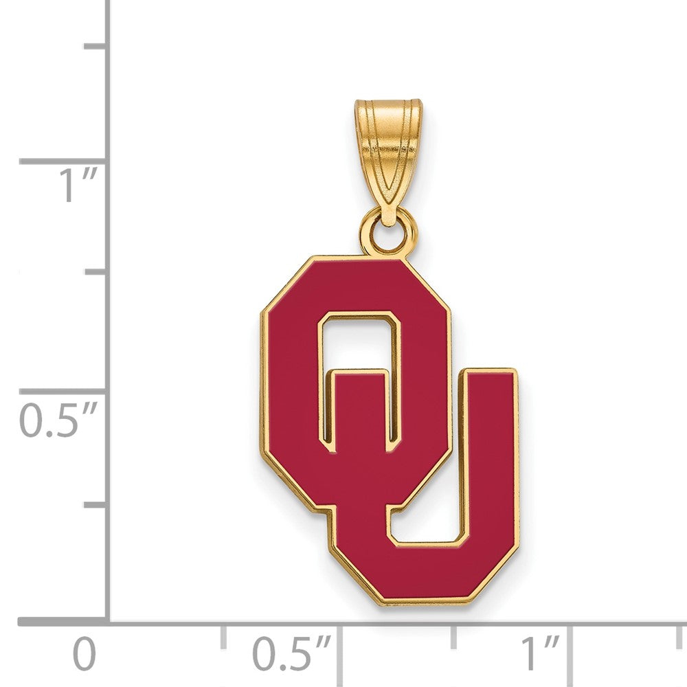 Vergoldet Sterlingsilber Logoart University Of Oklahoma O U Groß Emailliert Anhänger