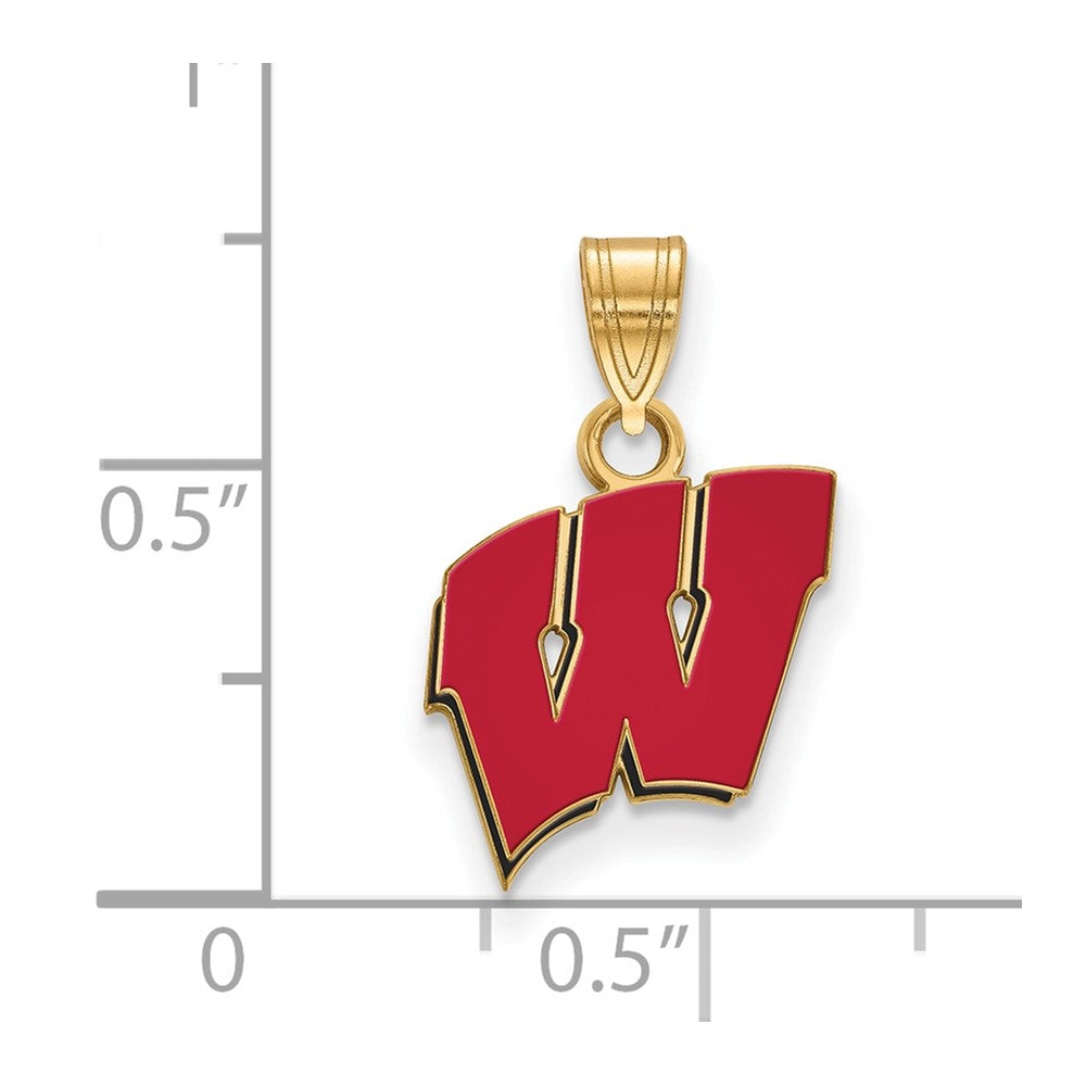 Vergoldet Sterlingsilber Logoart University Of Wisconsin Buchstabe W Klein Emailliert Anhänger