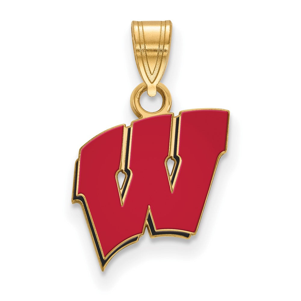 Vergoldet Sterlingsilber Logoart University Of Wisconsin Buchstabe W Klein Emailliert Anhänger
