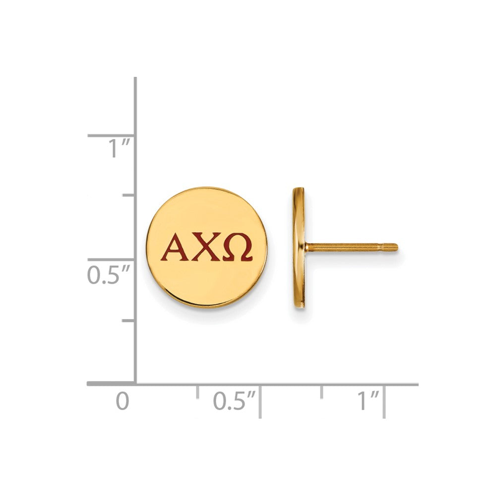 Vergoldet Sterlingsilber Logoart Alpha Chi Omega Sorority Greek Buchstaben Farbe Emaille Ohrstecker