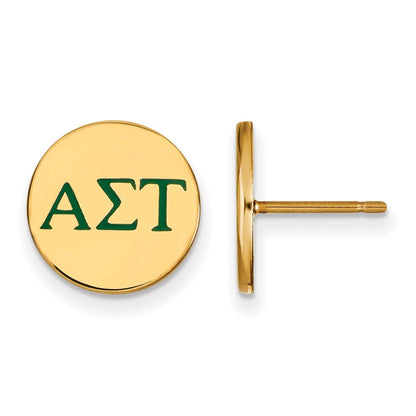 Vergoldet Sterlingsilber Logoart Alpha Sigma Tau Sorority Greek Buchstaben Farbe Emaille Ohrstecker