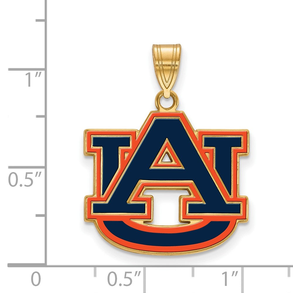 Vergoldet Sterlingsilber Logoart Auburn University A U Groß Emailliert Anhänger