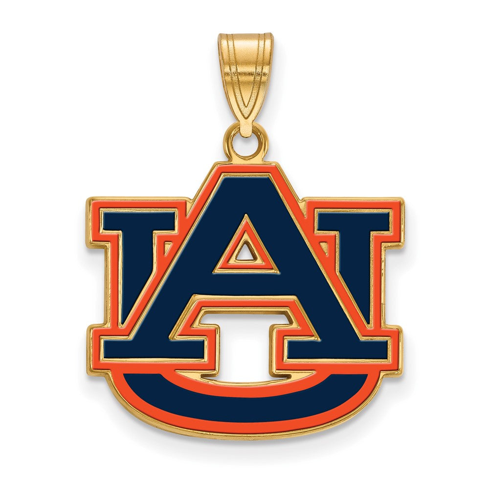 Vergoldet Sterlingsilber Logoart Auburn University A U Groß Emailliert Anhänger