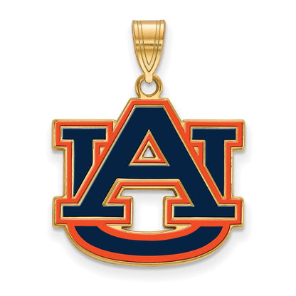 Vergoldet Sterlingsilber Logoart Auburn University A U Groß Emailliert Anhänger